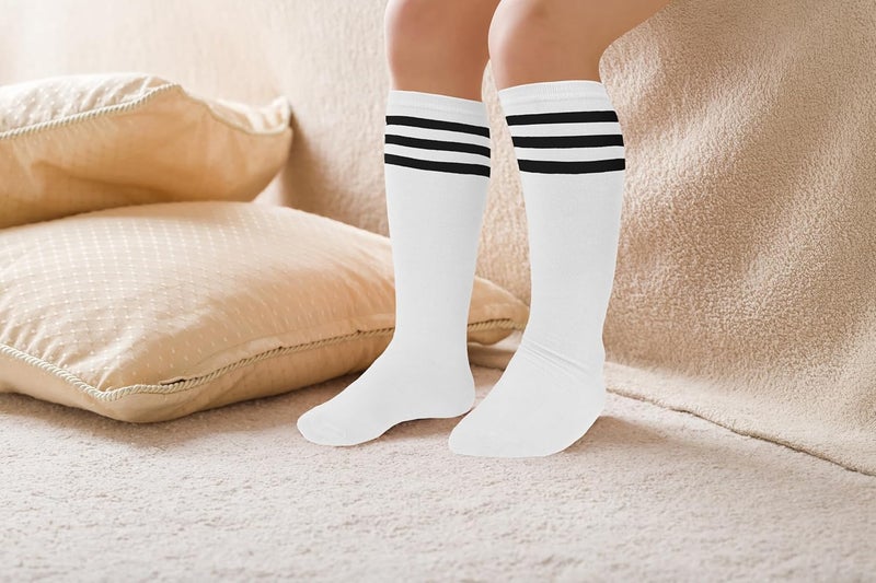Benefeet Sox Kids Soccer Socks Toddler Knee High Tube Long Socks Soft for Girls Three Stripes Youth Cotton Soccer Socks - Image 5